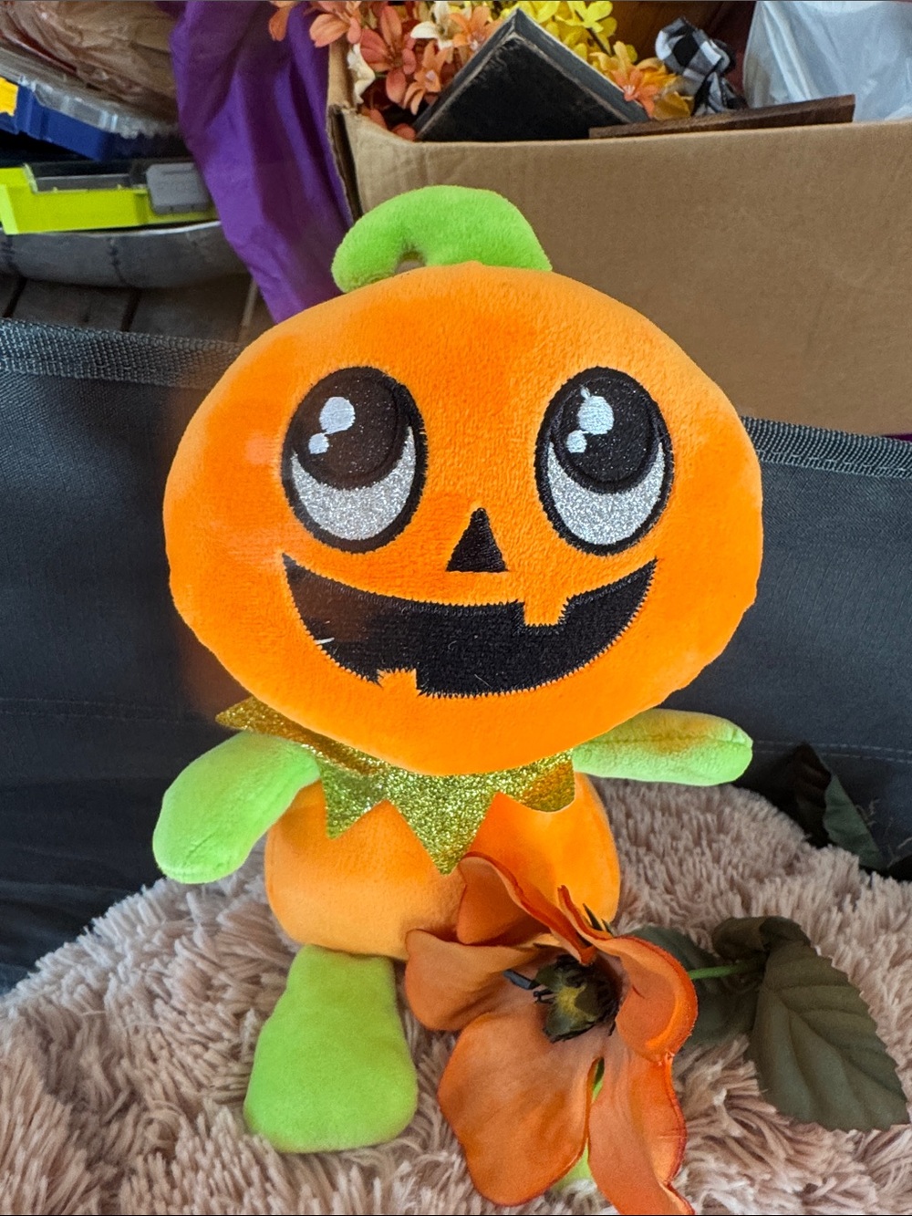 Dan Dee Plush Halloween Pumpkin Toy - Orange & Green
